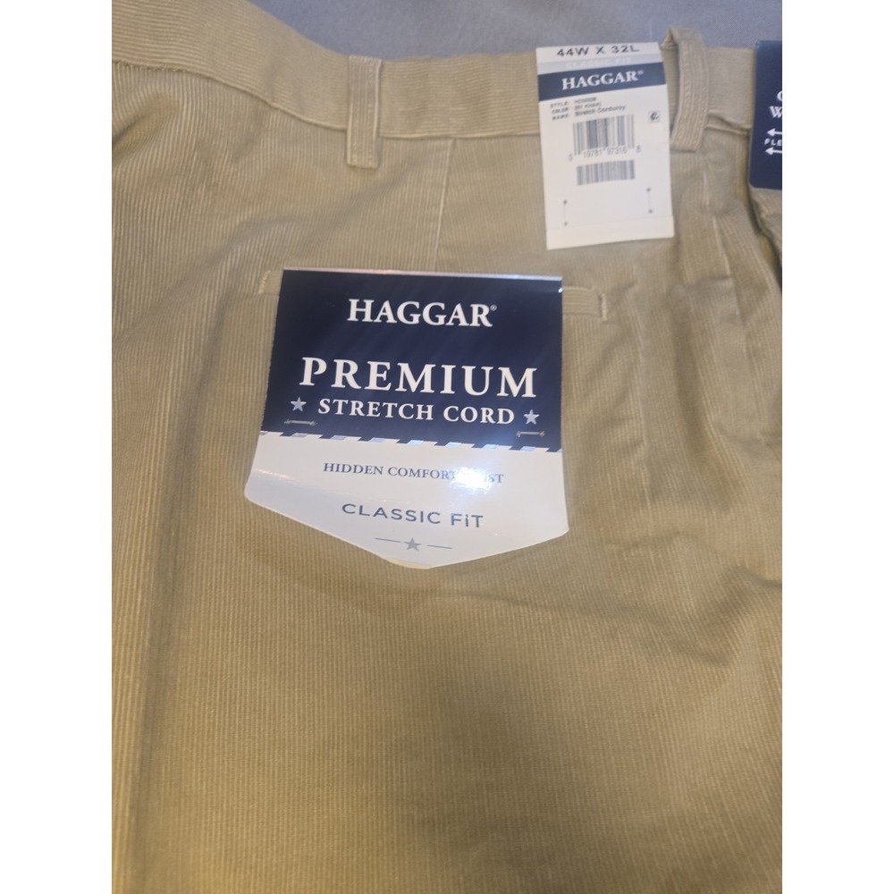 NWT Haggar Corduroy Pants Mens 44x32 Khaki Tan Classic Fit Stretch Expandable - Picture 5 of 14